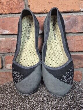 Columbia Omni-Grip Comfort Flats Slip On Shoes Grey Black Women’s 8